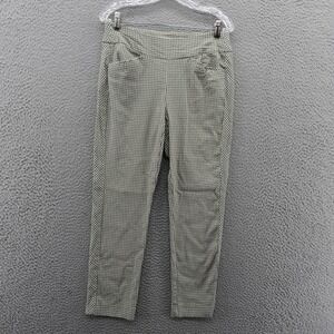 Chicos Perfect Stretch Gingham Check Ankle Pants Size 0.5 US 6 Green White Women